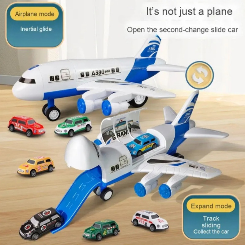 Kids Airplane Toy Inertial Runway Aircraft Track Plane Model Toys with ...