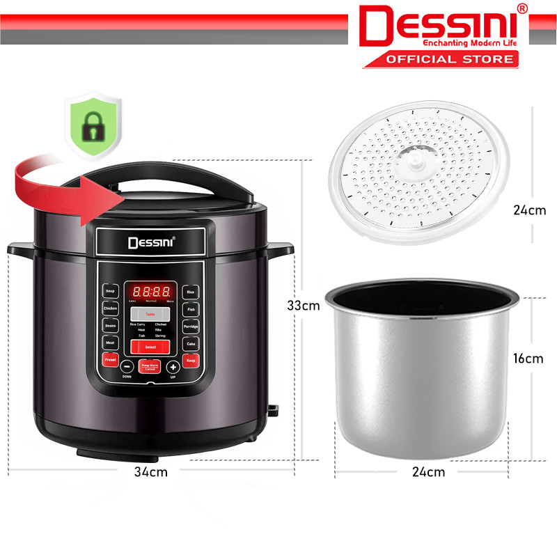 DESSINI ITALY 10IN1 Electric Digital Pressure Cooker Non-stick ...