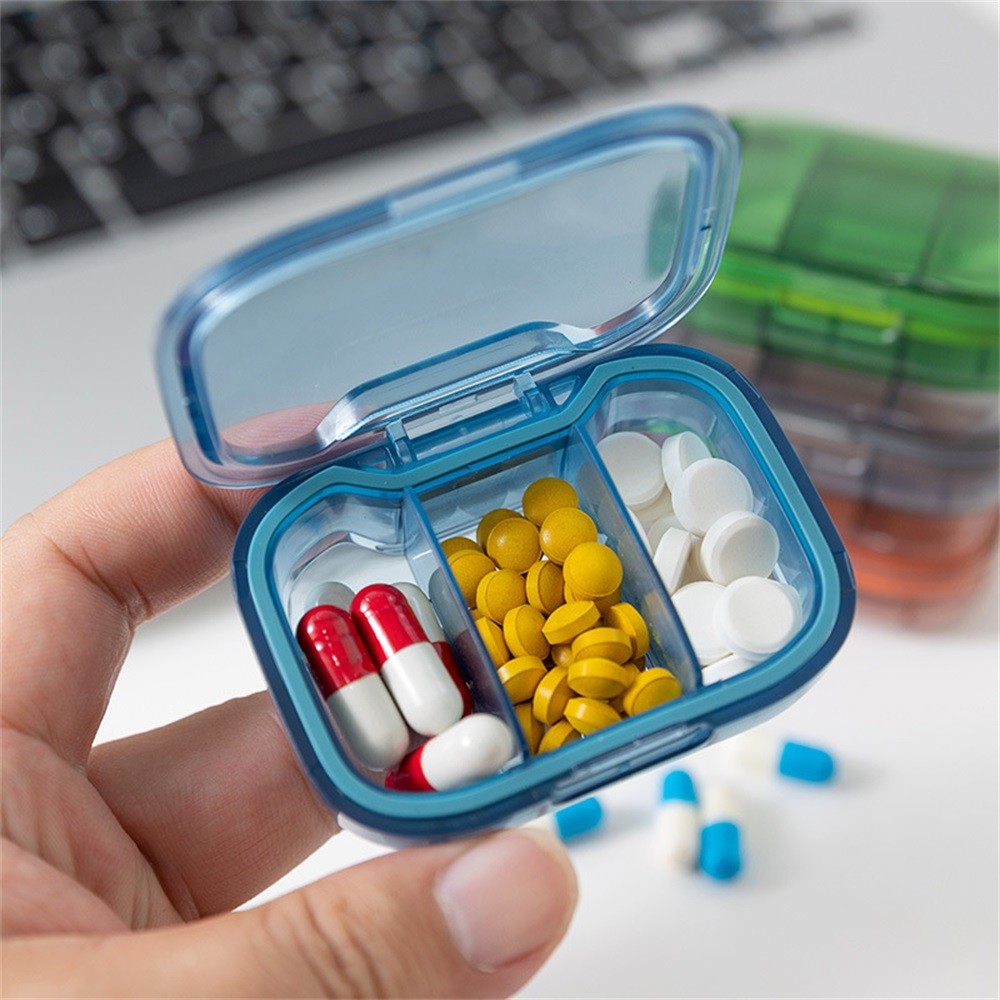 Mini Pill Box, Three Compartments Transparent Small Medicine Box, Pill ...