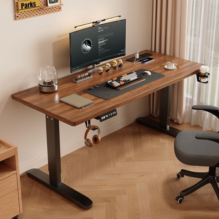 Solid Wood Smart Computer Desk Study Desk Adjustable Workstation Gaming ...