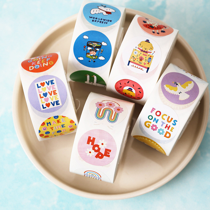 Ins Style Stickers Round Sealing Stickers 500 Sheets Coated Paper ...