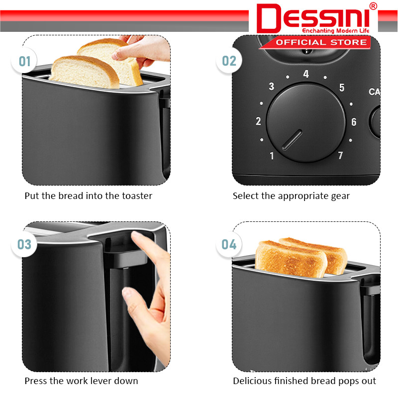 DESSINI ITALY Double Sided Electric Bread Toaster Sandwich Maker 7 ...