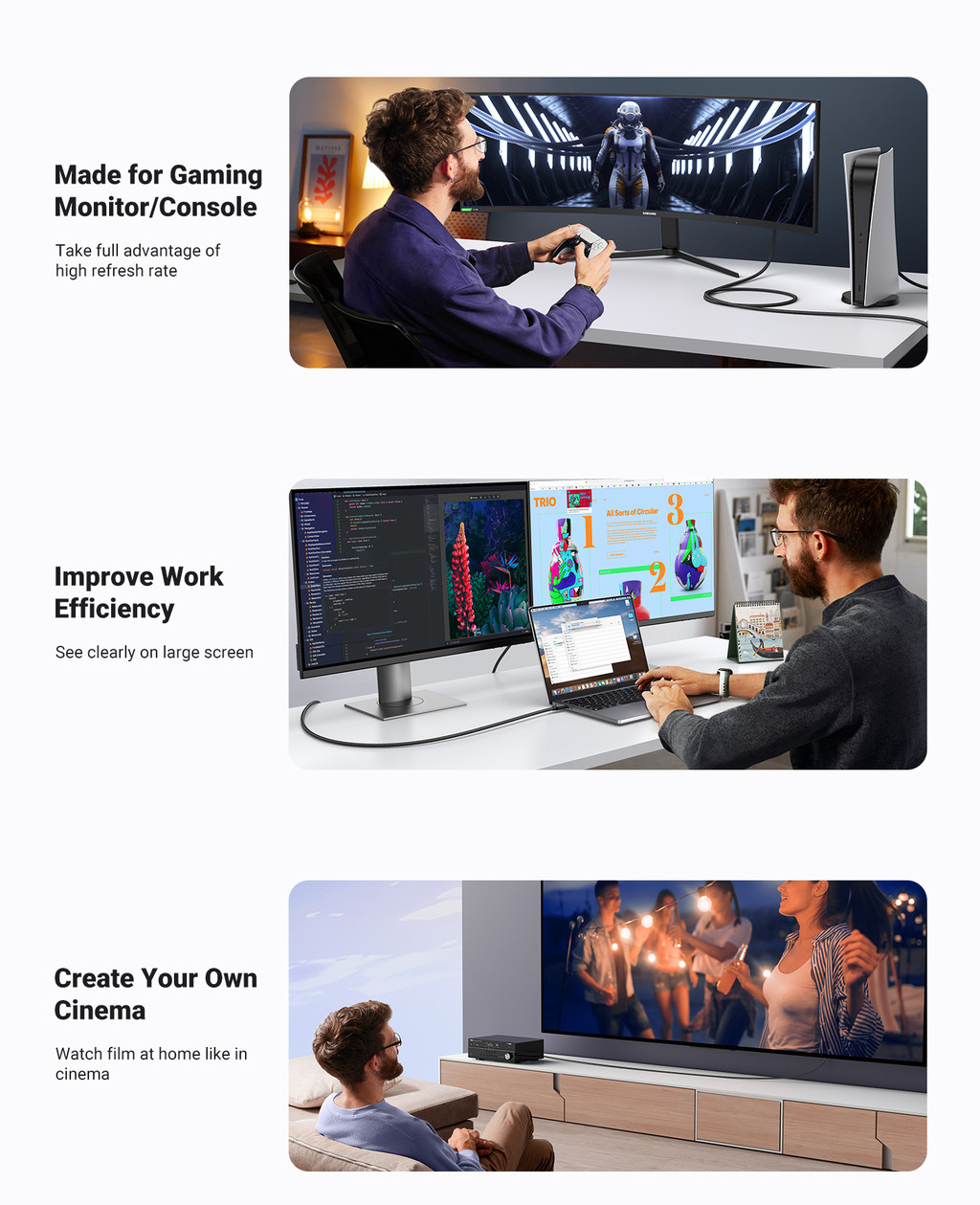 UGREEN HDMI To HDMI Certified 2.1 Cable HDR Vision EARC Dolby Atmos ...