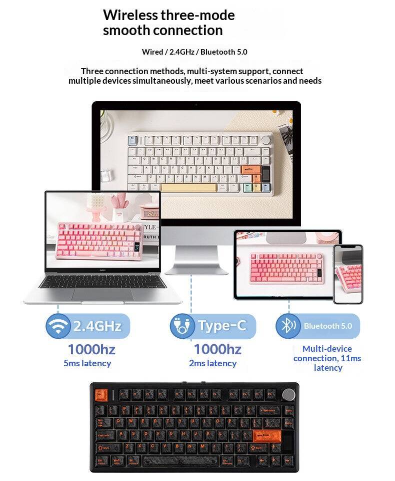 EPOMAKER TH80 V2 Pro Customized mechanical keyboard Bluetooth, wired ...