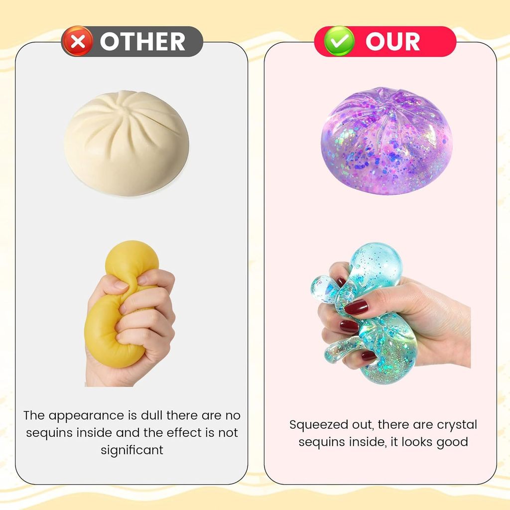 Maltose Glitter Dumpling Squishy Inner Sparkle Confetti Decompression ...