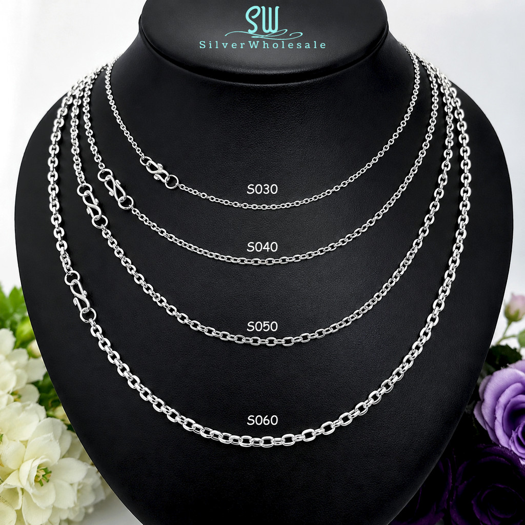 💥READY STOCK💥 925 Sterling Silver Simple Plain Polo Chain Necklace ...