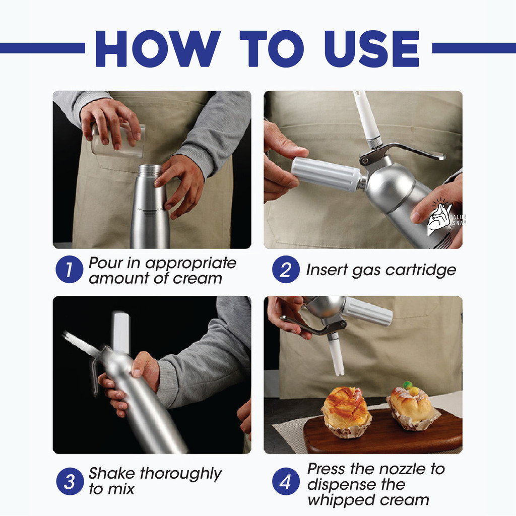 Whipped Cream Dispenser Kitchen Whipper Cream Foaming Gun With 3 ...