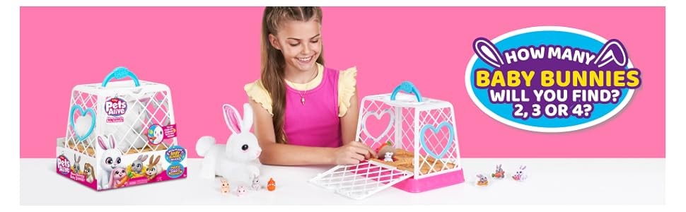 ZURU PETS ALIVE MAMA BUNNY & BABY RABBIT ELECTRONIC PLUSH TOYS (9554 ...