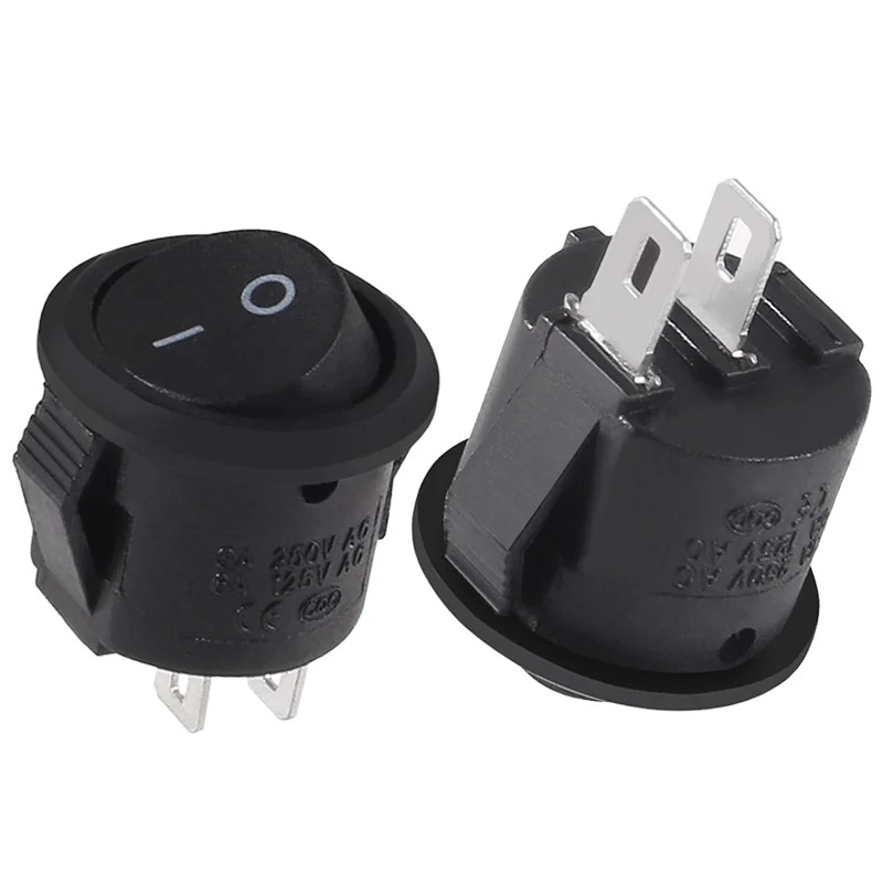 5/20pcs Round Rocker Power Switch 6A 250V 2 Pin 2 Position ON OFF Boat ...