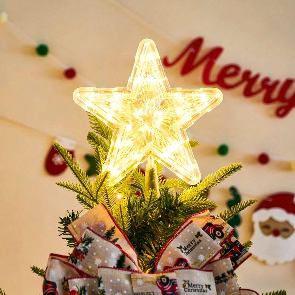 Christmas Tree Top Light Pentagram Light Battery Family Atmosphere ...