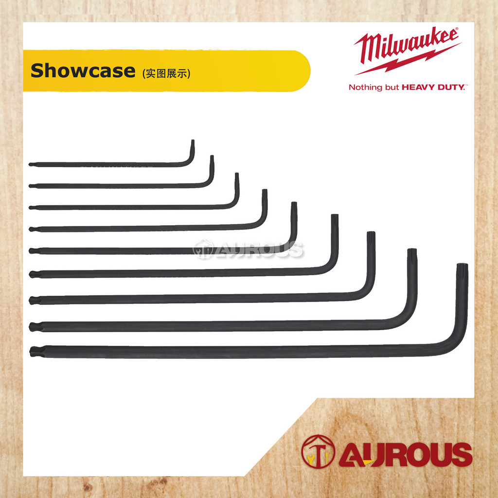 MILWAUKEE 9 KEY L-FORM TORX KEY SET 4932492693 (SIZE T8 - T40) | Shopee ...