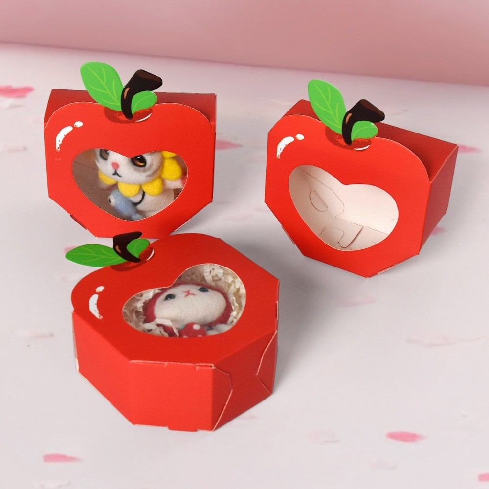 10Pcs Christmas Foldable Candy Paper Box Santa Claus Apple Visible ...