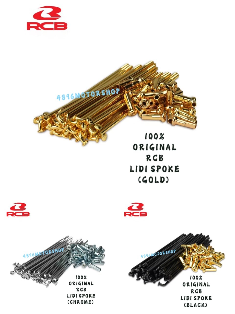 100% ORIGINAL RACING BOY RCB LIDI SPOKE RIM & SPOKES GOLD / CHROME ...