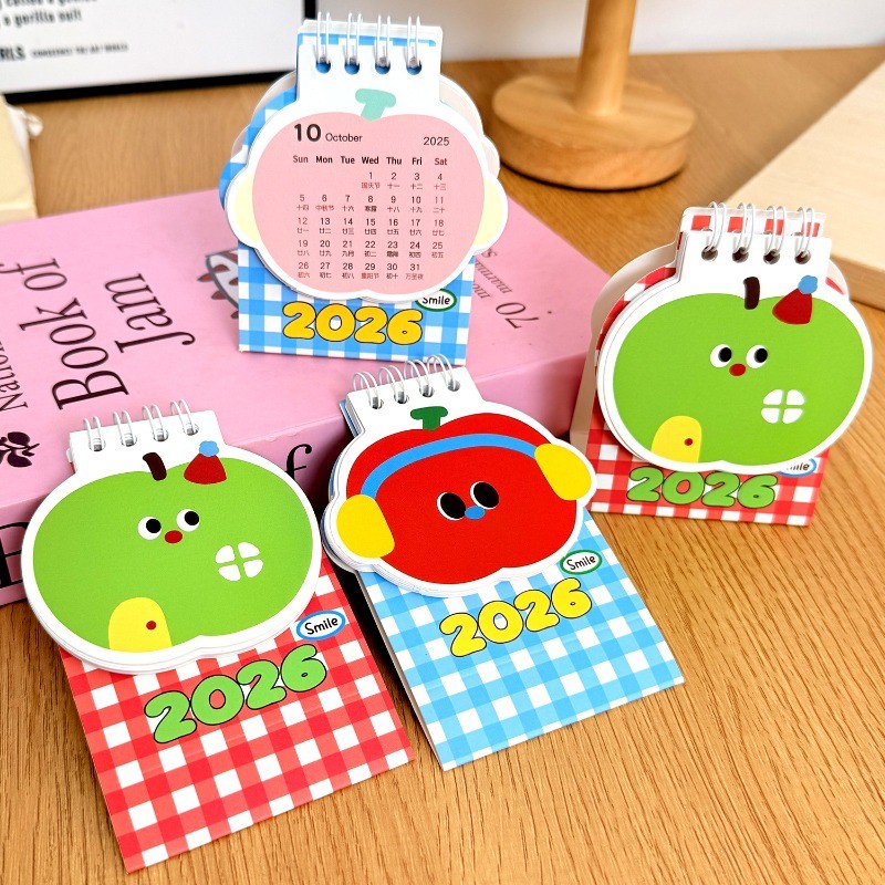 [ Happy New Year ]Apple-shape Desk Calendar - 2026 Year Mini Calendar ...