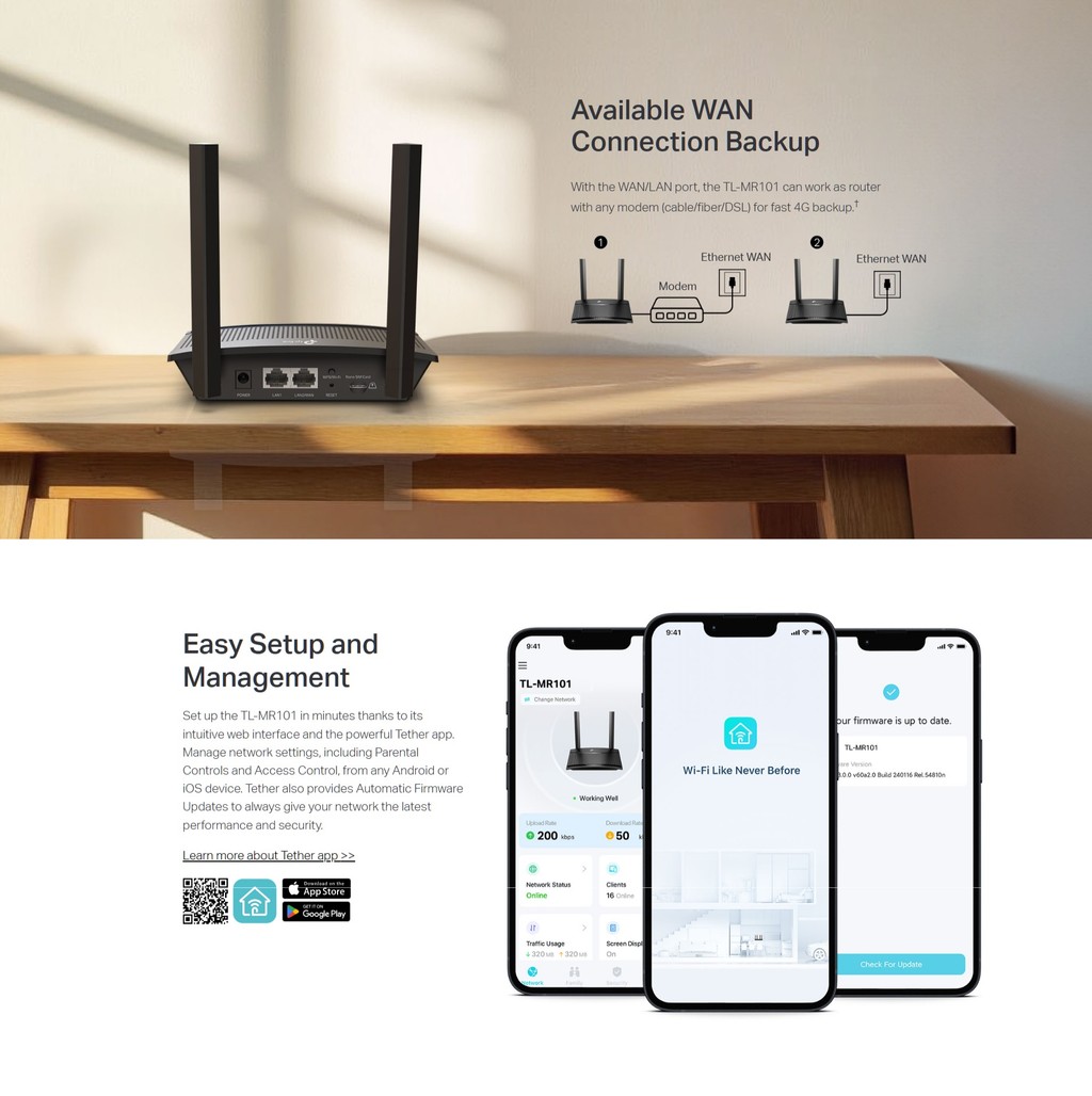 TP-Link TL-MR101 Sim Card Router 300 Mbps Wireless N 4G LTE Router ...
