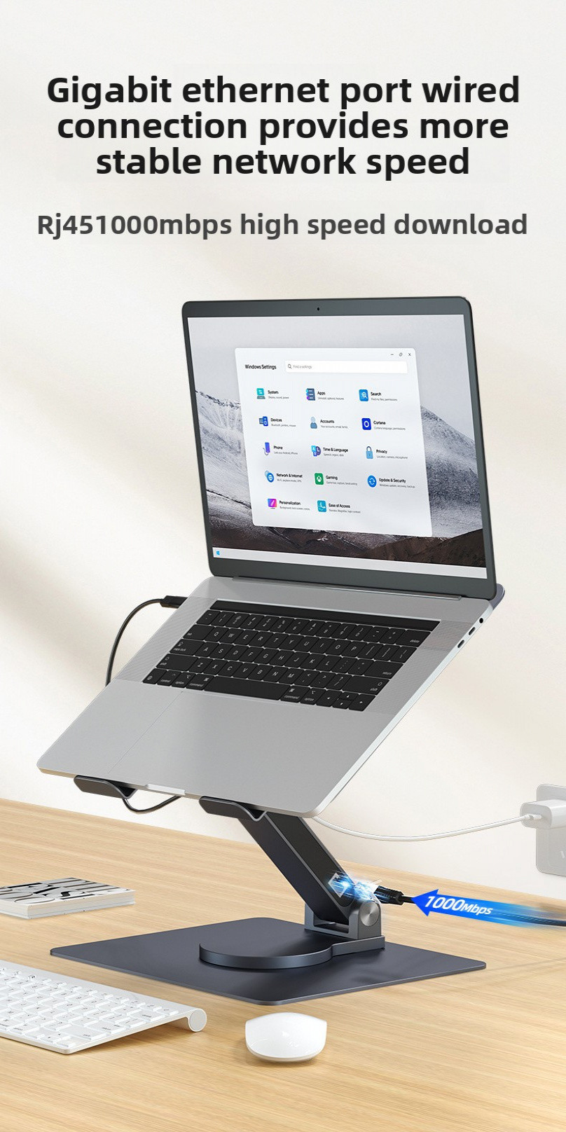 Gigabit Network Port 8 in 1 Notebook Stand PD Fast Charge Rotating ...