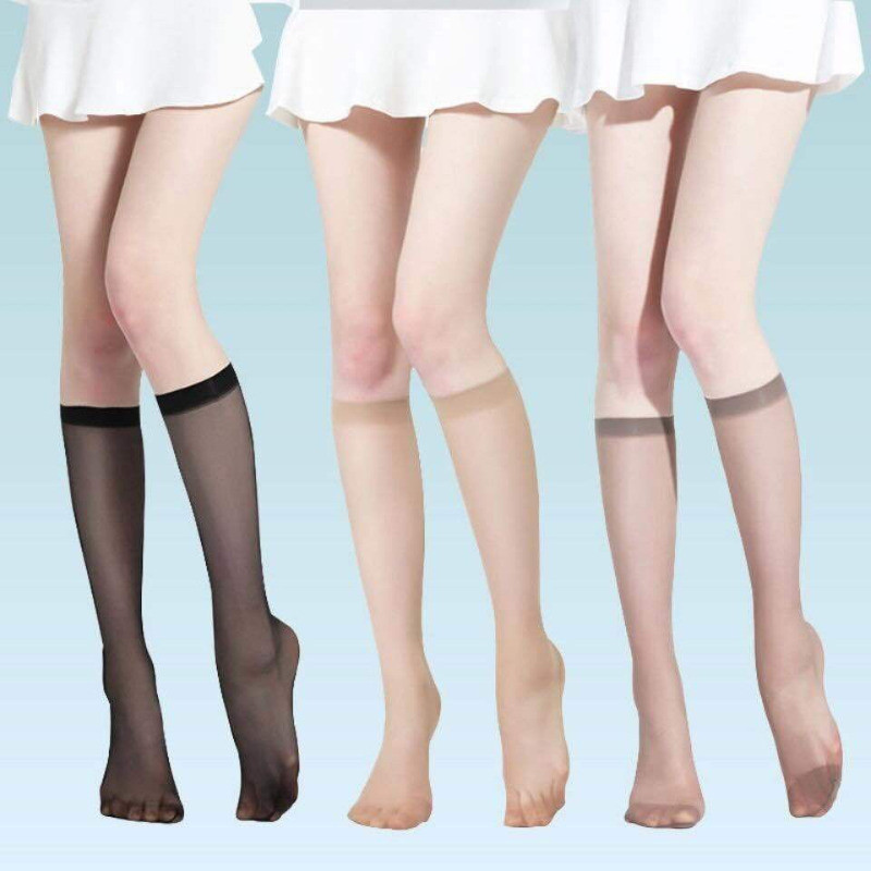 2pcs Women Stoking Raya Calf High Silk Stockings Invisible Transparent ...