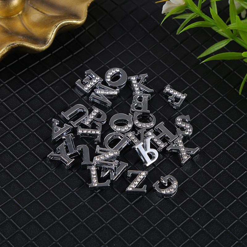 A-Z 8MM Hole Half Rhinestones Slide Letter Fit For DIY Keychain ...