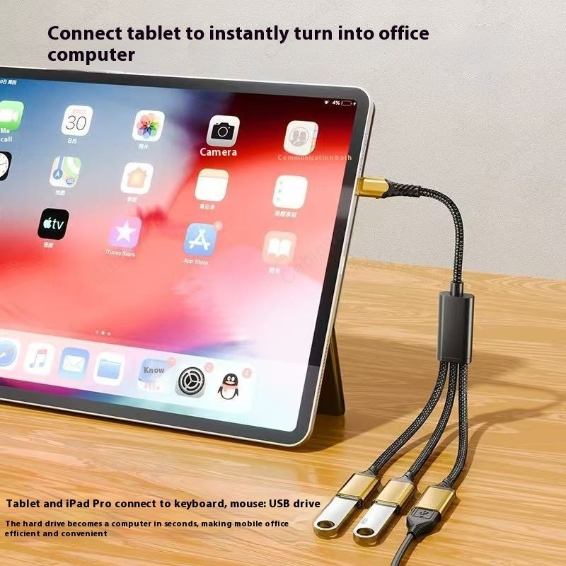Three in One Fast Charging HUB Extender USB to Type-C Adapter Cable OTG ...