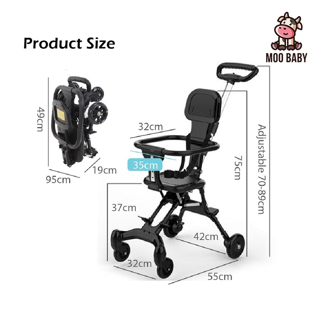 Moo Baby Stroller Foldable Stroller Seat Cushion Cover Ultra ...