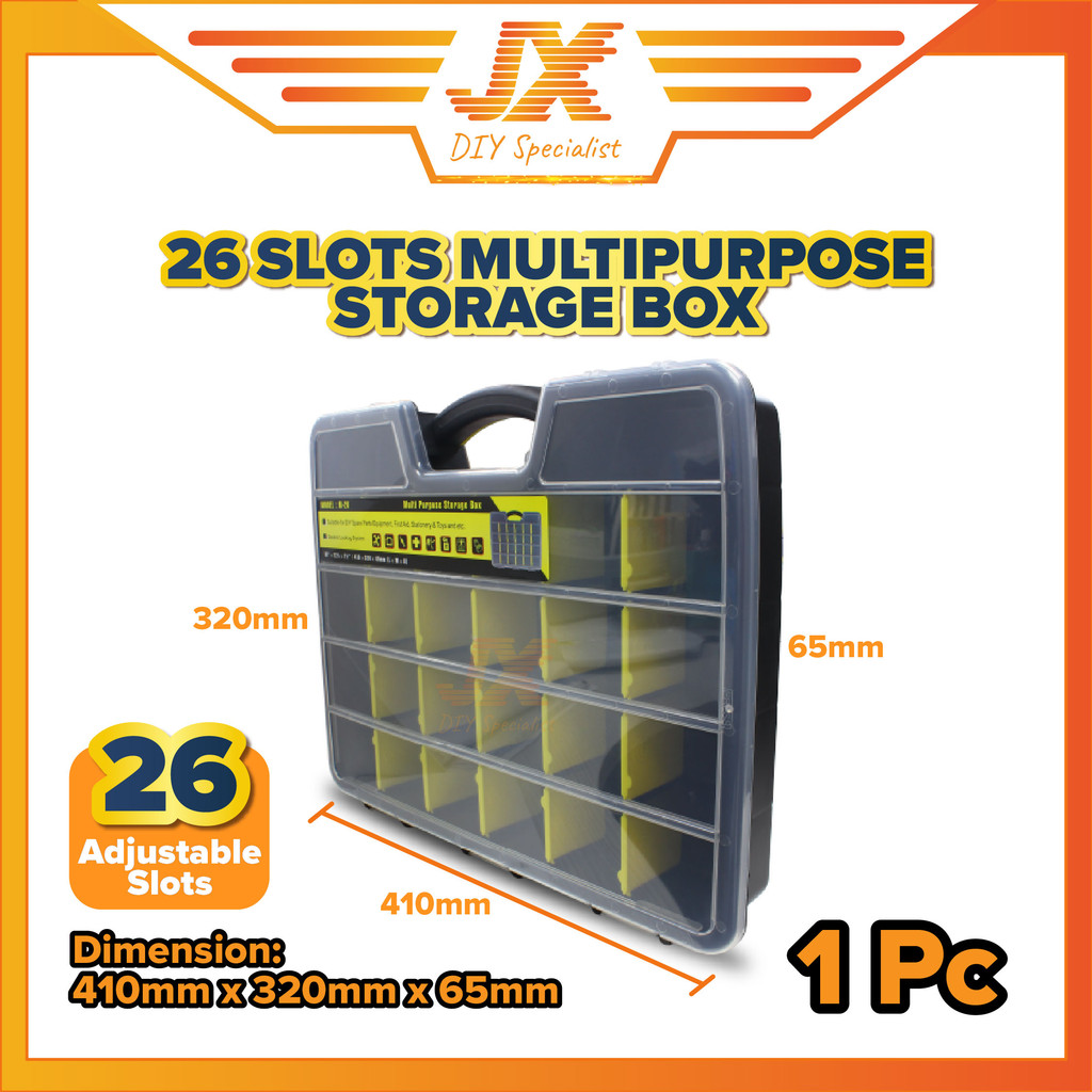 26 Slots Heavy Duty Plastic Adjustable Storage Box Tool Box Hardware ...