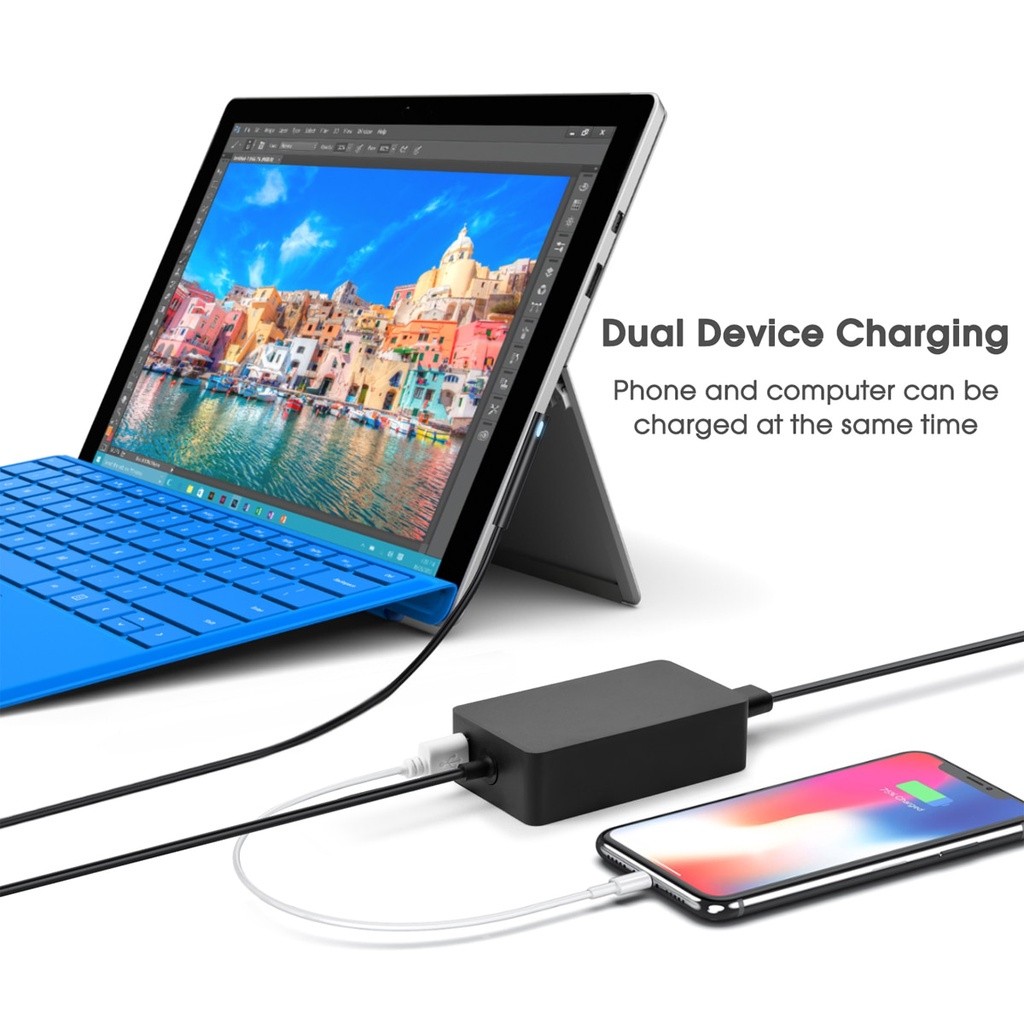Pengecas Tablet 65W 15V 4A Adapter for Microsoft Surface Pro 9 8 7 6 5 ...