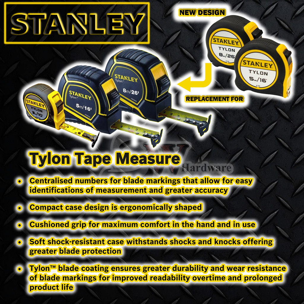 STANLEY Tylon™ MEASUREMENT TAPE STHT37190 3M / STHT36194 5M / STHT36195 ...