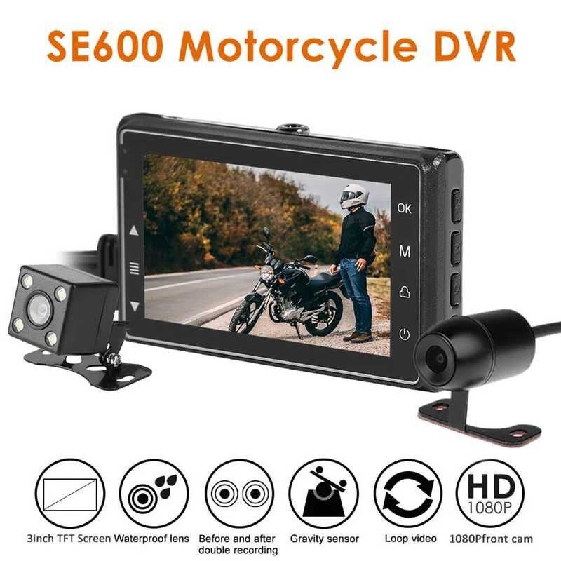 SE600 Motorcycle DVR Dash Cam Front + Rear View Dual Cameras Waterproof ...