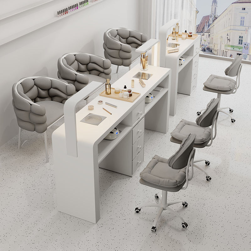 Multi functional cream style nail art table and chair set, single and ...
