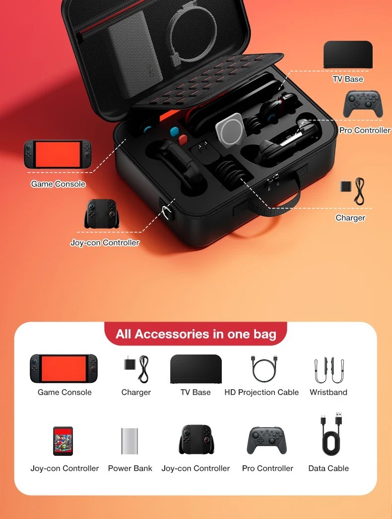 All in One for 2025 Switch 2 Large Storage Case Mario Accessories Hard ...