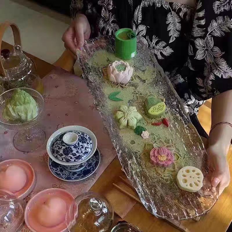 Crystal Glass Dry Brewing Tray Tea Table Japanese Rectangular Tea Tray ...