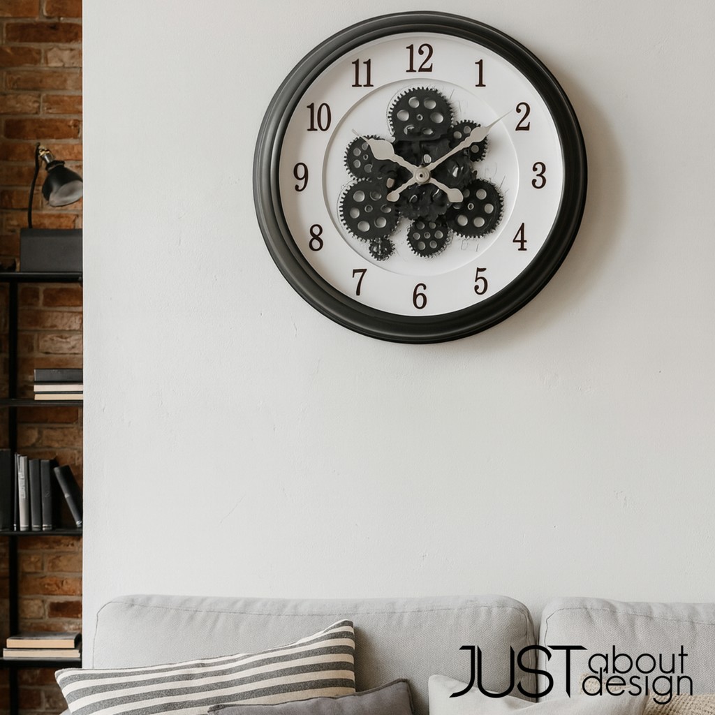 Jam Hiasan Dinding Gear Bergerak Wall Clock Movable Gear Design Roman ...
