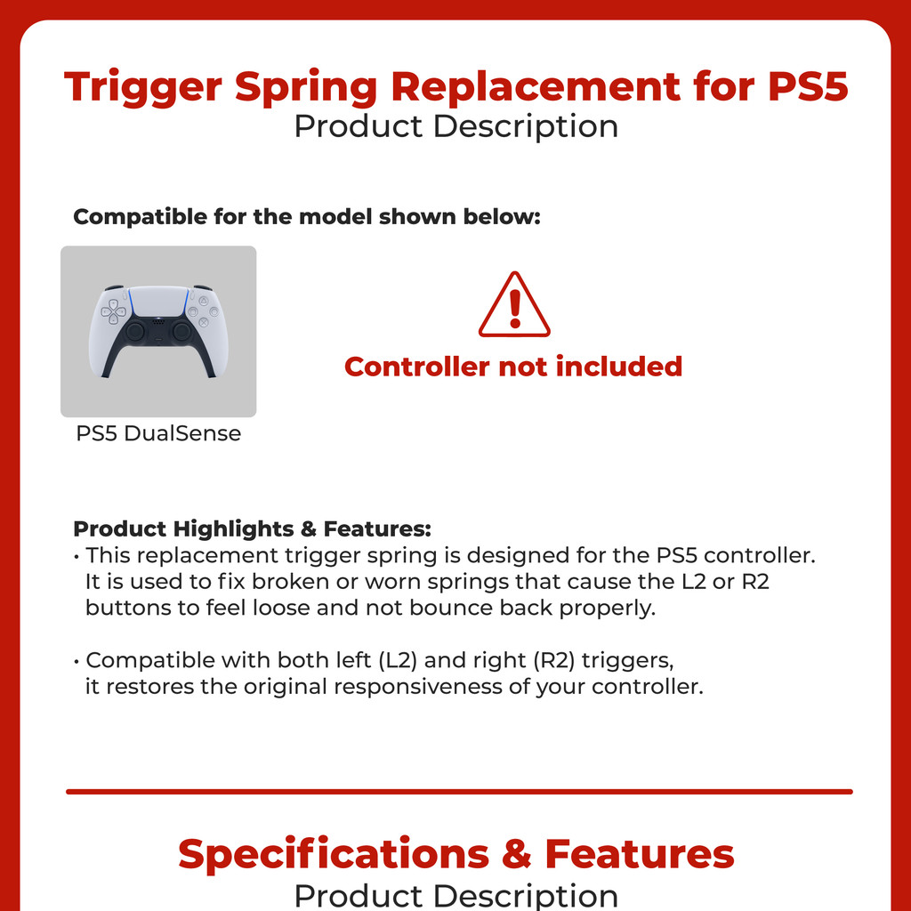 PS5 Controller Button Spring Replacement L2 R2 Trigger Metal Springs ...