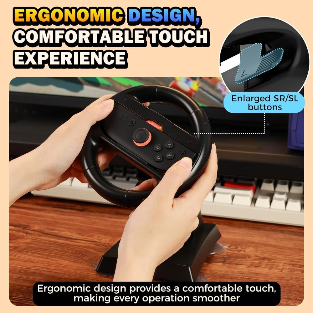 IINE Steering Wheel with Stand for Nintendo Switch & Switch 2 /OLED ...