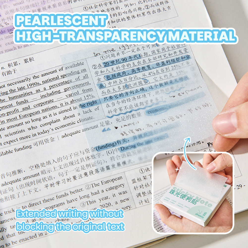 100PCS Transparent Sticky Notes Pull-out Message Paper Dopamine Memo ...