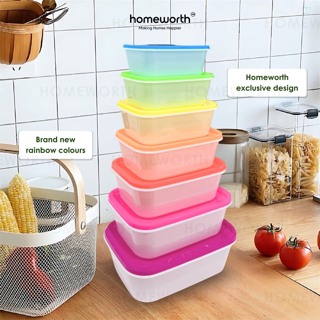 Food Container Set With Lid Bekas Makanan Hadiah Microwave-Safe (7 in 1 ...