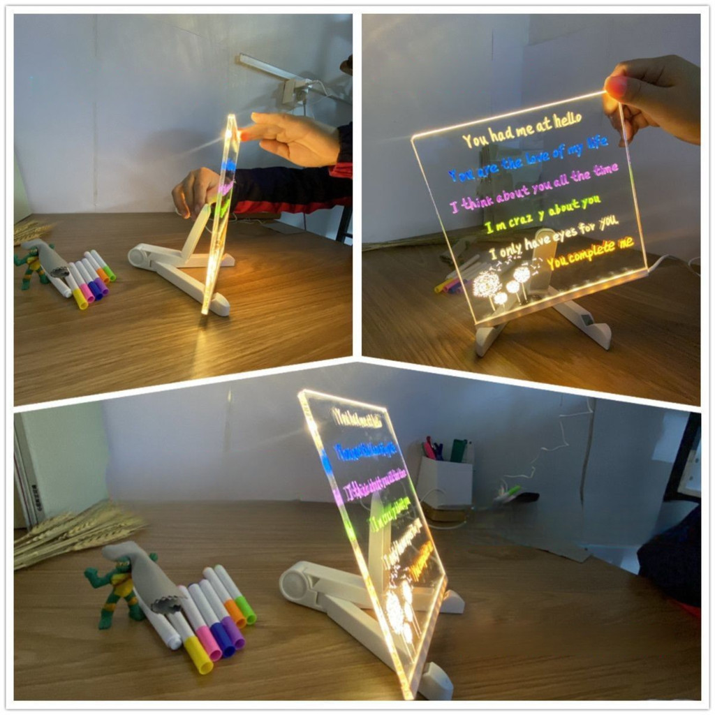 LED Drawing Board Luminous Writing Board Message Board Diy Handwriting ...