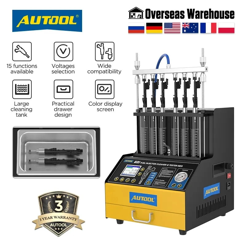 AUTOOL CT500 Fuel Injector Cleaner Tester 6 Cylinders Injection Test ...
