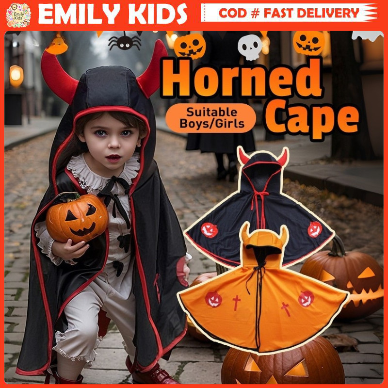 【Ready Stock】Kids Devil Halloween Costume Set with Hooded Cape ...