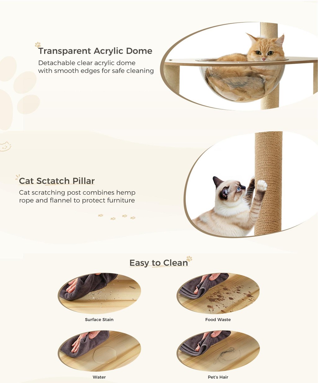 Wooden Cat Tree Series Premium Sisal Cat Tree Scratcher Cat Scratcher ...
