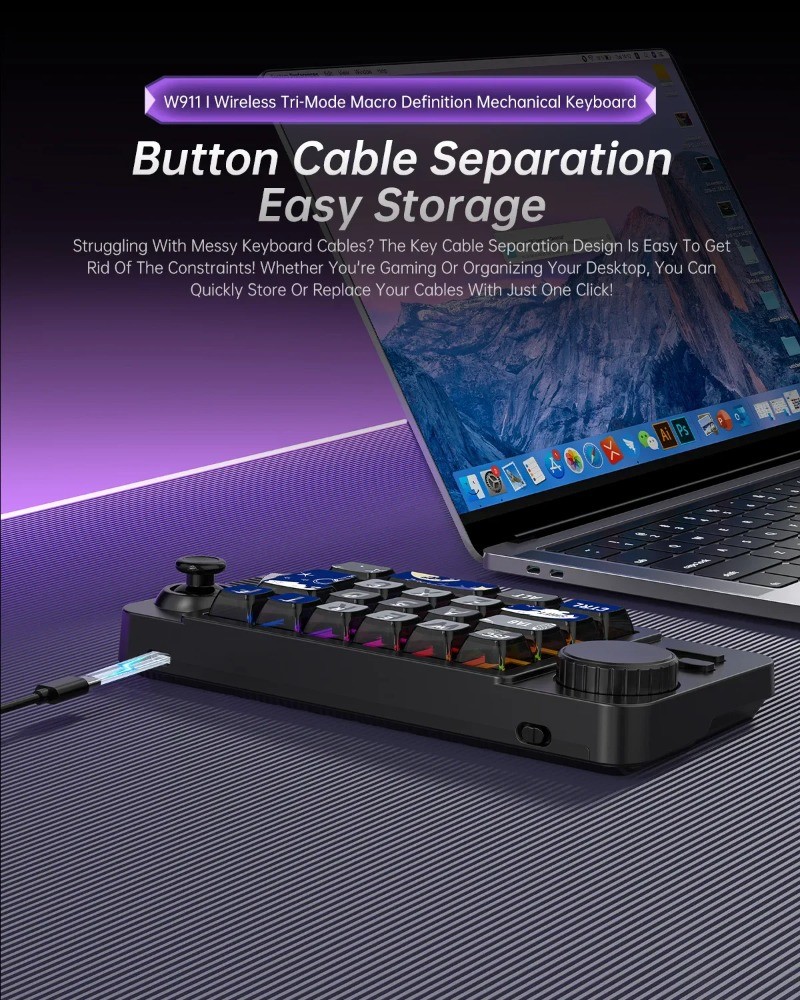 MKESPN W911 Mini Mechanical Keyboard Tri Mode RGB Macro Programming Hot ...