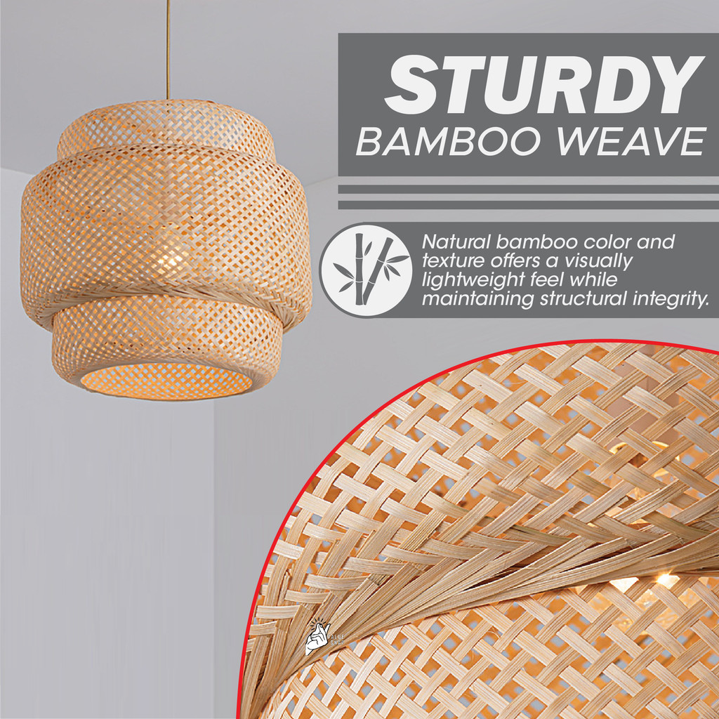 Ceiling Light Rattan Chandelier Lampu Rotan Gantung Hanging Rattan ...