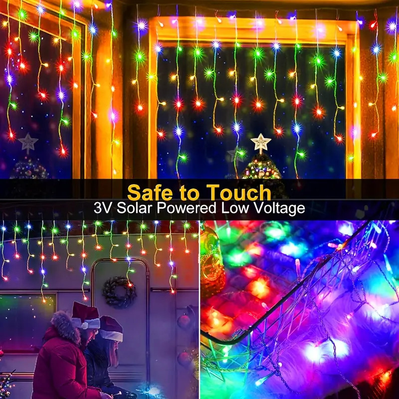 10M Solar light Outdoor Curtain lights Dewali 200LED Drooping String ...