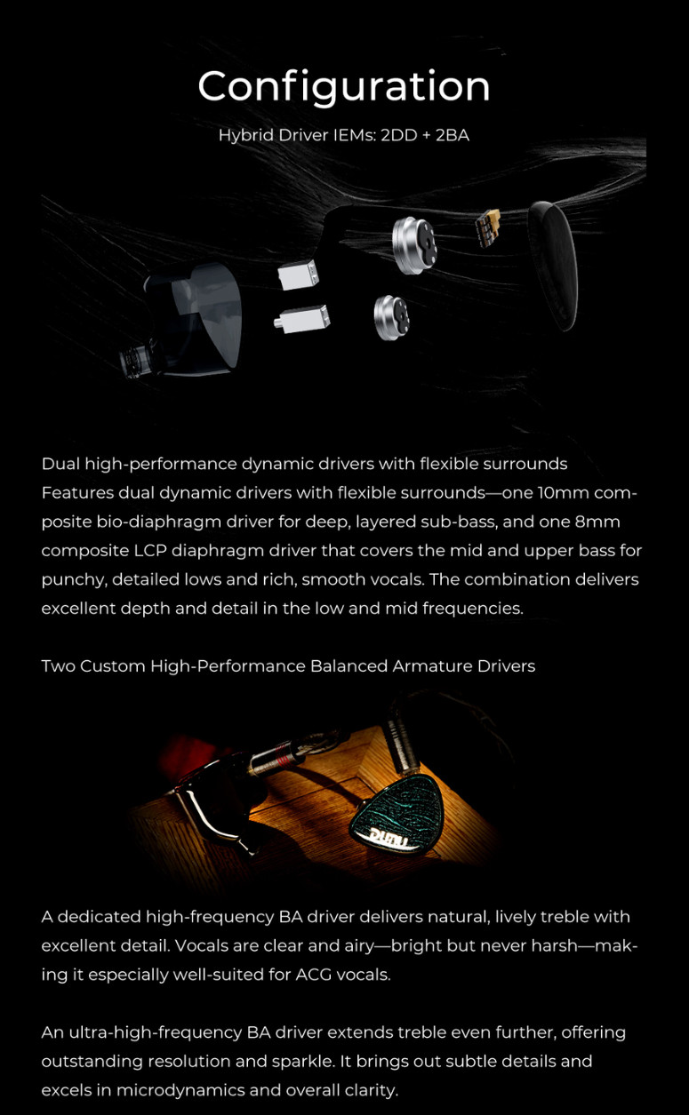 DUNU x KOTO ITO, In-Ear Monitors: 2DD+2BA Hybrid Dual Dynamic Driver ...