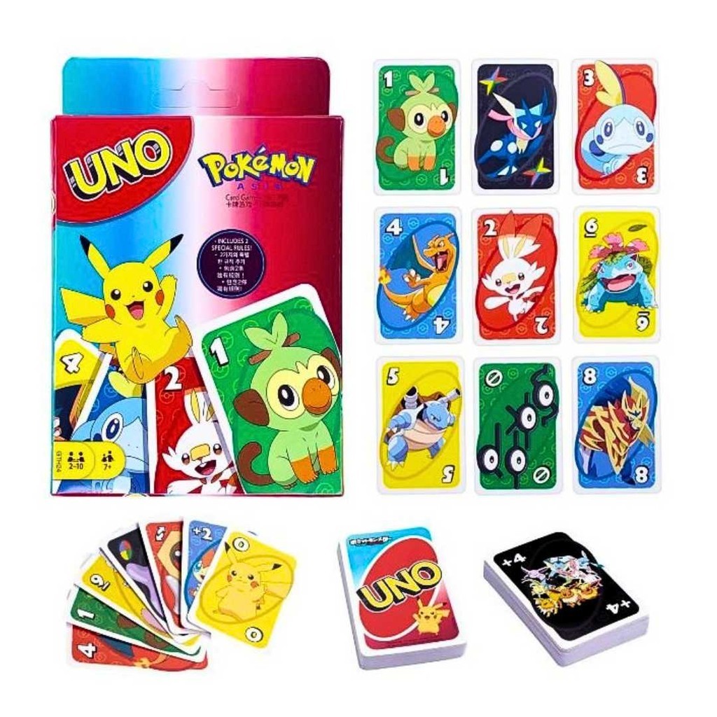 uno-pokemon-card-game-pikachu-bulbasaur-chamander-flip-dare-flex-all