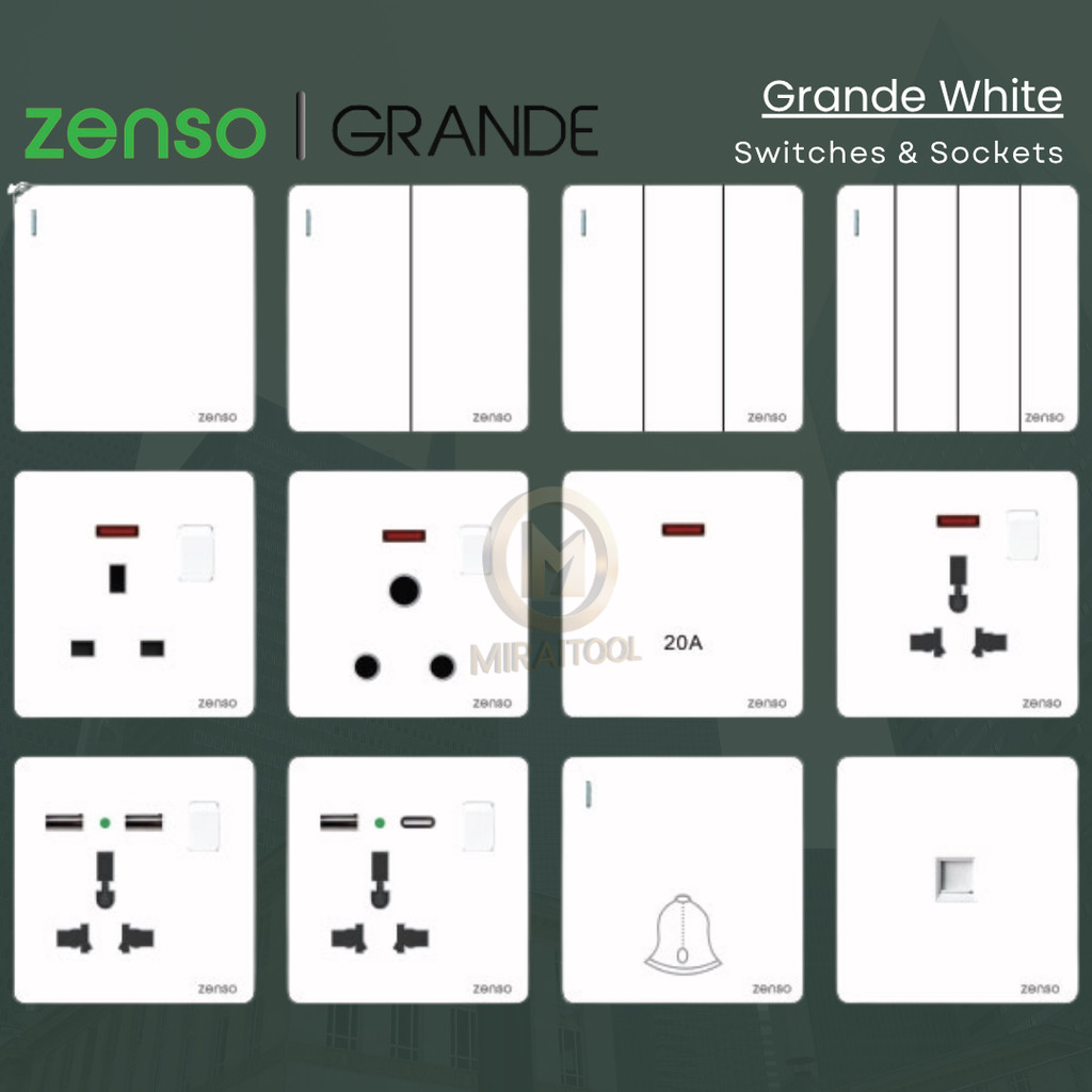 ZENSO Switch-Grande Series Switch Switches & Sockets ( White , Hairline ...
