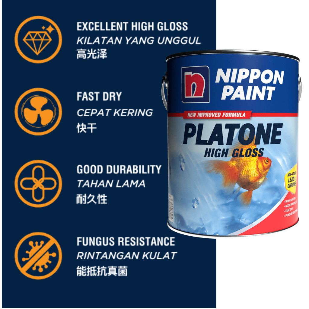 1 Liter Nippon Platone High Gloss Wood & Metal Paint l BLACK WHITE l ...