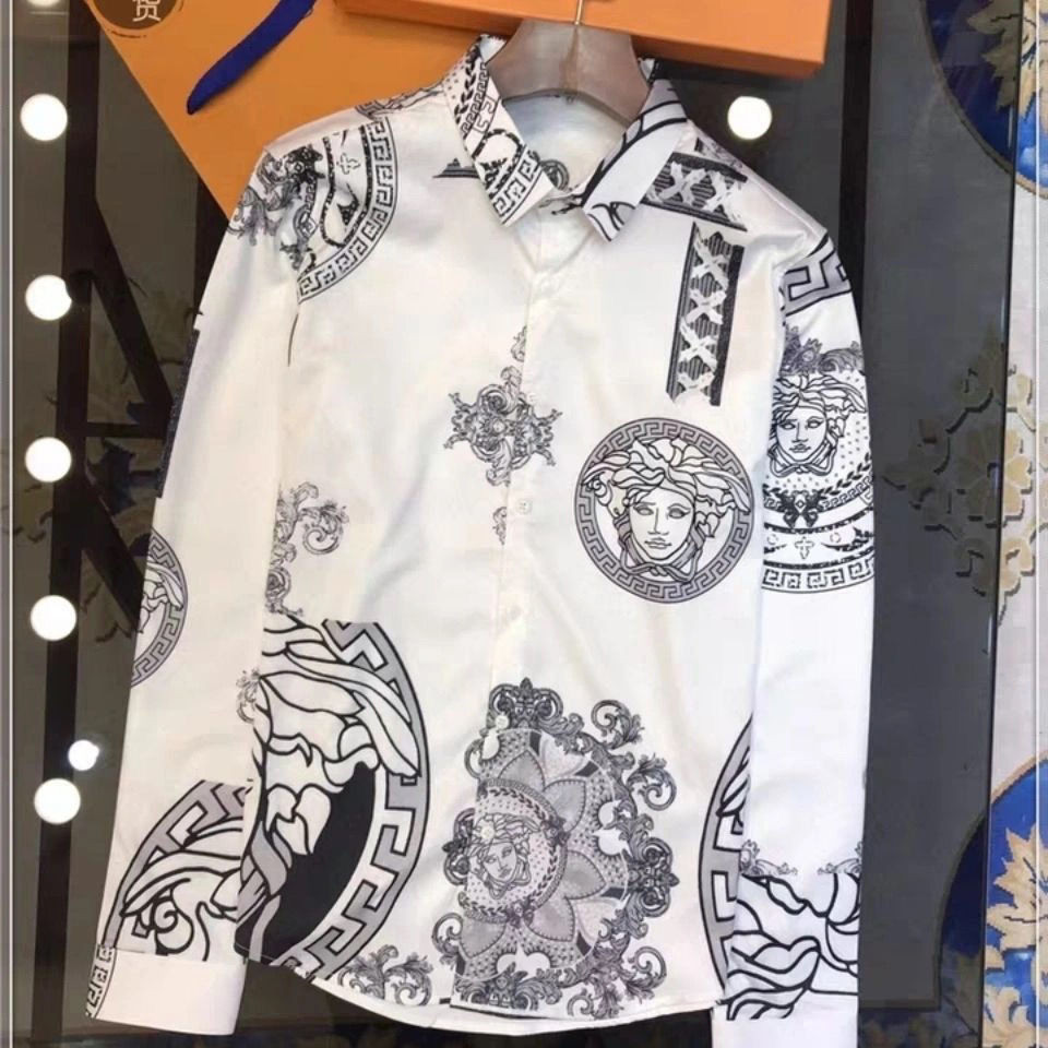 Versace Spring New Trendy Men's Shirt Men's Medusa Palace Style Printed ...