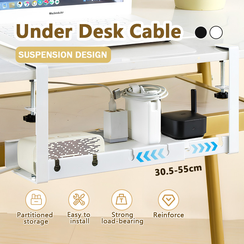 Extendable Under Desk Cable Management Wire Organizer Tray Table Pc ...