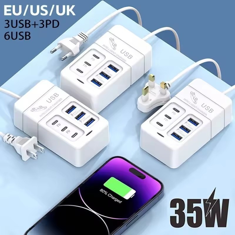 [ Featured ] 35W Multi-port USB Charger Socket - Wall Charging Extend ...